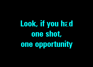 Look, if you had

one shot,
one opportunity