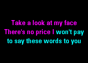 Take a look at my face

There's no price I won't pay
to say these words to you