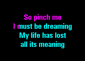 So pinch me
I must be dreaming

My life has lost
all its meaning