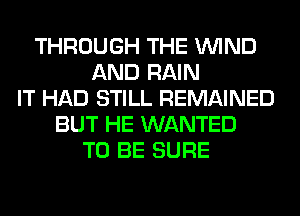 THROUGH THE WIND
AND RAIN
IT HAD STILL REMAINED
BUT HE WANTED
TO BE SURE