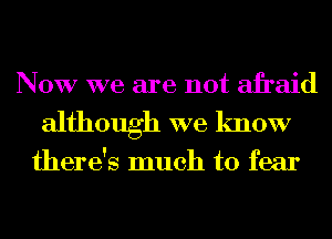 NOW we are not afraid
although we know

there's much to fear