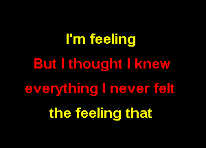 I'm feeling
But I thought I knew

everything I never felt

the feeling that