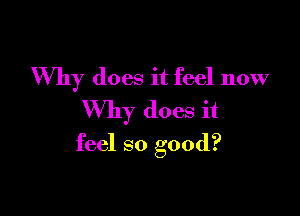 Why does it feel now

Why does it
feel so good?