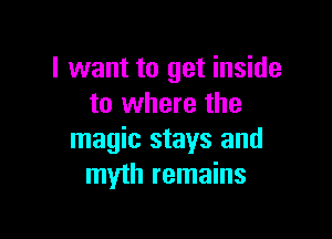 I want to get inside
to where the

magic stays and
myth remains