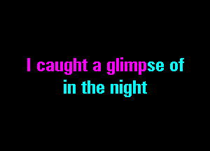 I caught a glimpse of

in the night