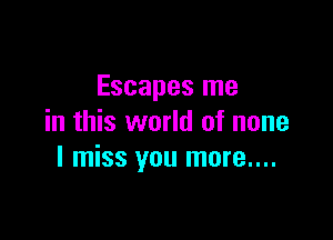 Escapes me

in this world of none
I miss you more....