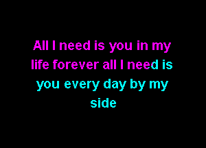 All I need is you in my
life forever all I need is

you every day by my
side