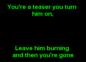 You're a teaser you turn
him on,

Leave him burning
and then you're gone