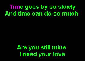 Time goes by so slowly
And time can do so much

Are you still mine
I need your love
