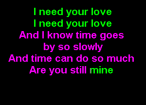 I need your love
I need your love
And I know time goes
by so slowly

And time can do so much
Are you still mine