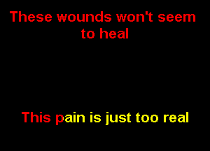 These wounds won't seem
to heal

This pain is just too real