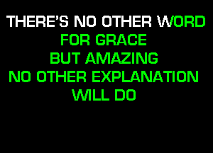 THERE'S NO OTHER WORD
FOR GRACE
BUT AMAZING
NO OTHER EXPLANATION
WILL DO