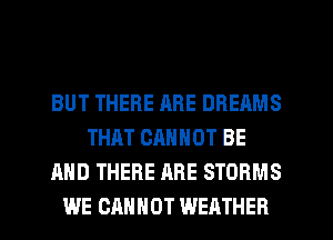 BUT THERE QRE DREAMS
THAT CANNOT BE
AND THERE ARE STORMS
WE CANNOT WEATHER