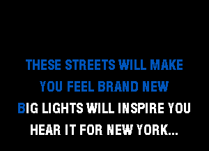 THESE STREETS WILL MAKE
YOU FEEL BRAND NEW
BIG LIGHTS WILL INSPIRE YOU
HEAR IT FOR NEW YORK...