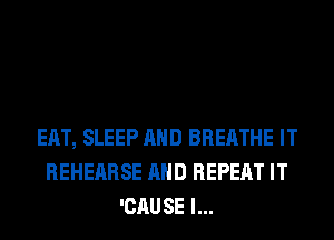 EAT, SLEEP AND BREATHE IT
REHERRSE AND REPEAT IT
'CAUSE l...