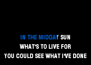 WAKIN' UP

IN THE MIDDAY SUH
WHAT'S TO LIVE FOR
YOU COULD SEE Wl-