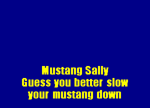Mustang Sally
Guess you Better slow
Hour musmng down