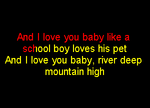 And I love you baby like a
school boy loves his pet

And I love you baby, river deep
mountain high