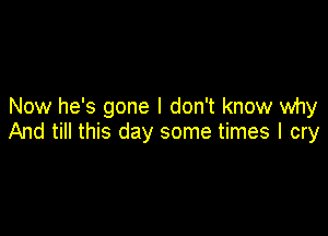 Now he's gone I don't know why

And till this day some times I cry