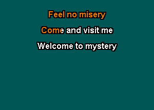 Feel no misery

Come and visit me

Welcome to mystery