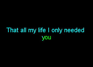 That all my life I only needed

you