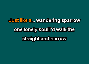 Just like a... wandering sparrow

one lonely soul I'd walk the

straight and narrow