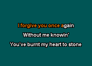 Iforgive you once again

Without me knowin'

YouWe burnt my heart to stone