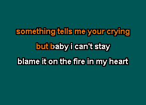 something tells me your crying

but baby i can't stay

blame it on the fire in my heart