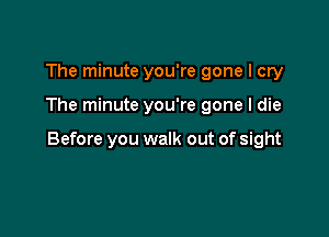 The minute you're gone I cry

The minute you're gone I die

Before you walk out of sight