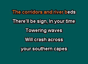 The corridors and river beds

There'll be sign, In your time

Towering waves
Will crash across

your southern capes