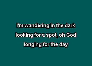 I'm wandering in the dark

looking for a spot, oh God

longing for the day