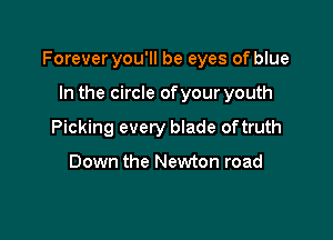 Forever you'll be eyes of blue

In the circle ofyour youth
Picking every blade of truth

Down the Newton road