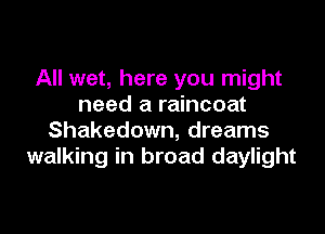 All wet, here you might
need a raincoat

Shakedown, dreams
walking in broad daylight