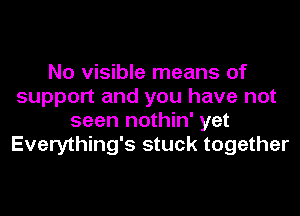 No visible means of
support and you have not

seen nothin' yet
Everything's stuck together
