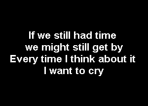 If we still had time
we might still get by

Every time I think about it
I want to cry