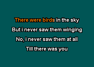 There were birds in the sky
But i never saw them winging

No, i never saw them at all

Till there was you