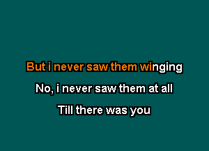 But i never saw them winging

No, i never saw them at all

Till there was you