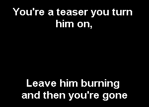 You're a teaser you turn
him on,

Leave him burning
and then you're gone