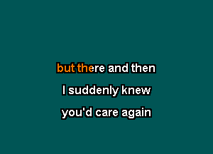 but there and then

I suddenly knew

you'd care again