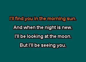 I'll fund you in the morning sun.
And when the night is new.

I'll be looking at the moon.

But I'll be seeing you.