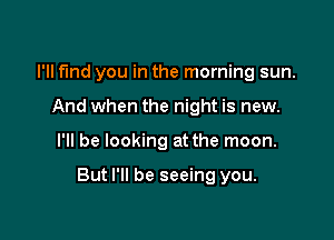 I'll fund you in the morning sun.
And when the night is new.

I'll be looking at the moon.

But I'll be seeing you.