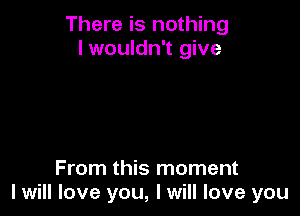 There is nothing
I wouldn't give

From this moment
I will love you, I will love you