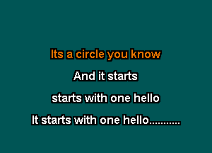Its a circle you know

And it starts
starts with one hello

It starts with one hello ...........