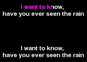 I want to know,
have you ever seen the rain

I want to know,
have you ever seen the rain