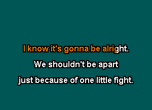 I know it's gonna be alright.

We shouldn't be apart

just because of one little fight.