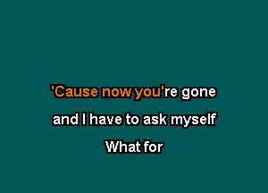 'Cause now you're gone

and l have to ask myself
What for