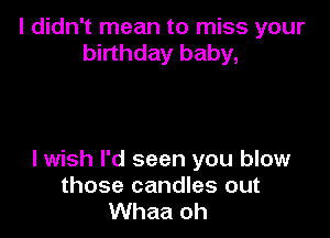 I didn't mean to miss your
birthday baby,

I wish I'd seen you blow
those candles out
Whaa oh