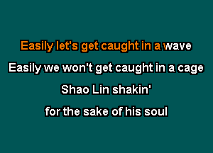 Easily let's get caught in a wave
Easily we won't get caught in a cage

Shao Lin shakin'

for the sake of his soul