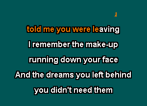 I remember the day you

told me you were leaving

lrememberthe make-up

running down your face
And the dr

fine at all