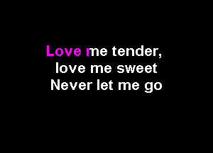 Love me tender,
love me sweet

Never let me go